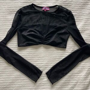 Edikted Long Sleeve Mesh Top